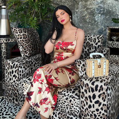 Kylie Inspired Floral Maxi Dress // Red