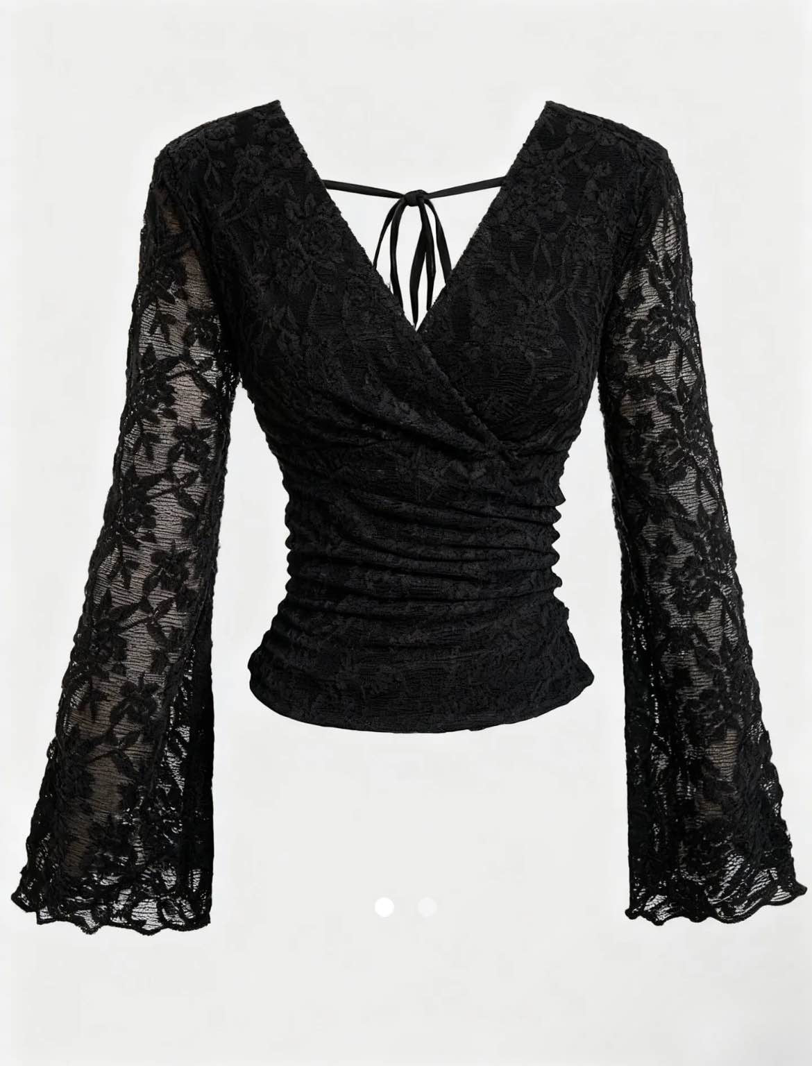 Lace Bell Sleeve Top // Black
