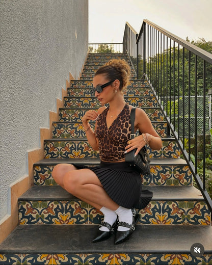 Gathered Halter Top // Leopard Print