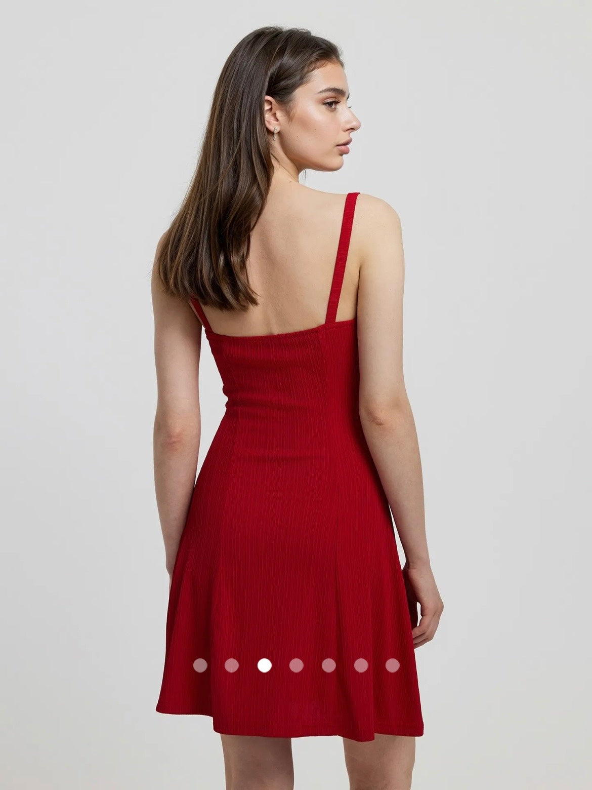 Square Neck Mini Dress // Red
