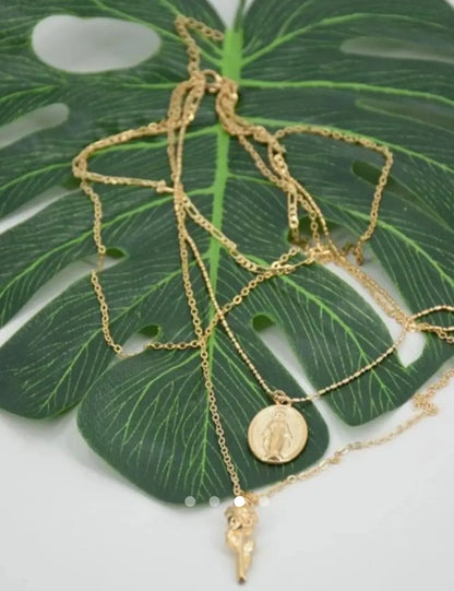 Flower Multi Layer Necklace 031 // Gold