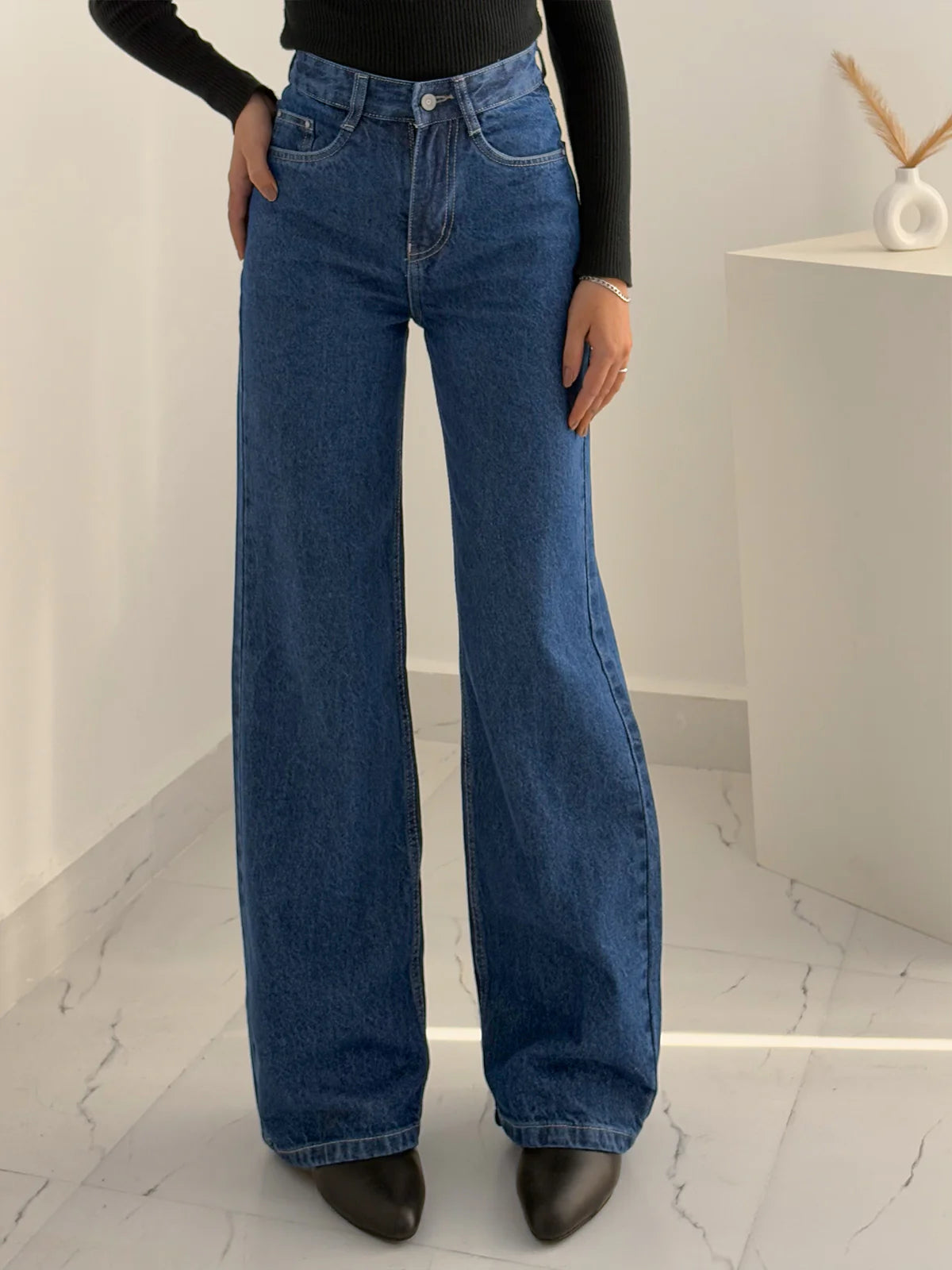 Wide Leg Jeans // Dark Blue