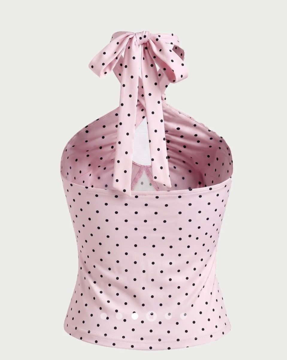 Bow Halter Top // Light Pink