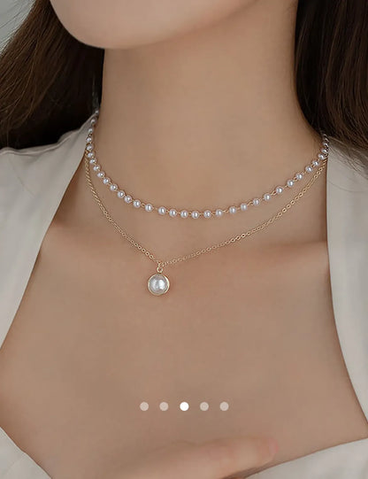 Pearl Multi Layer Necklace 028 // Gold