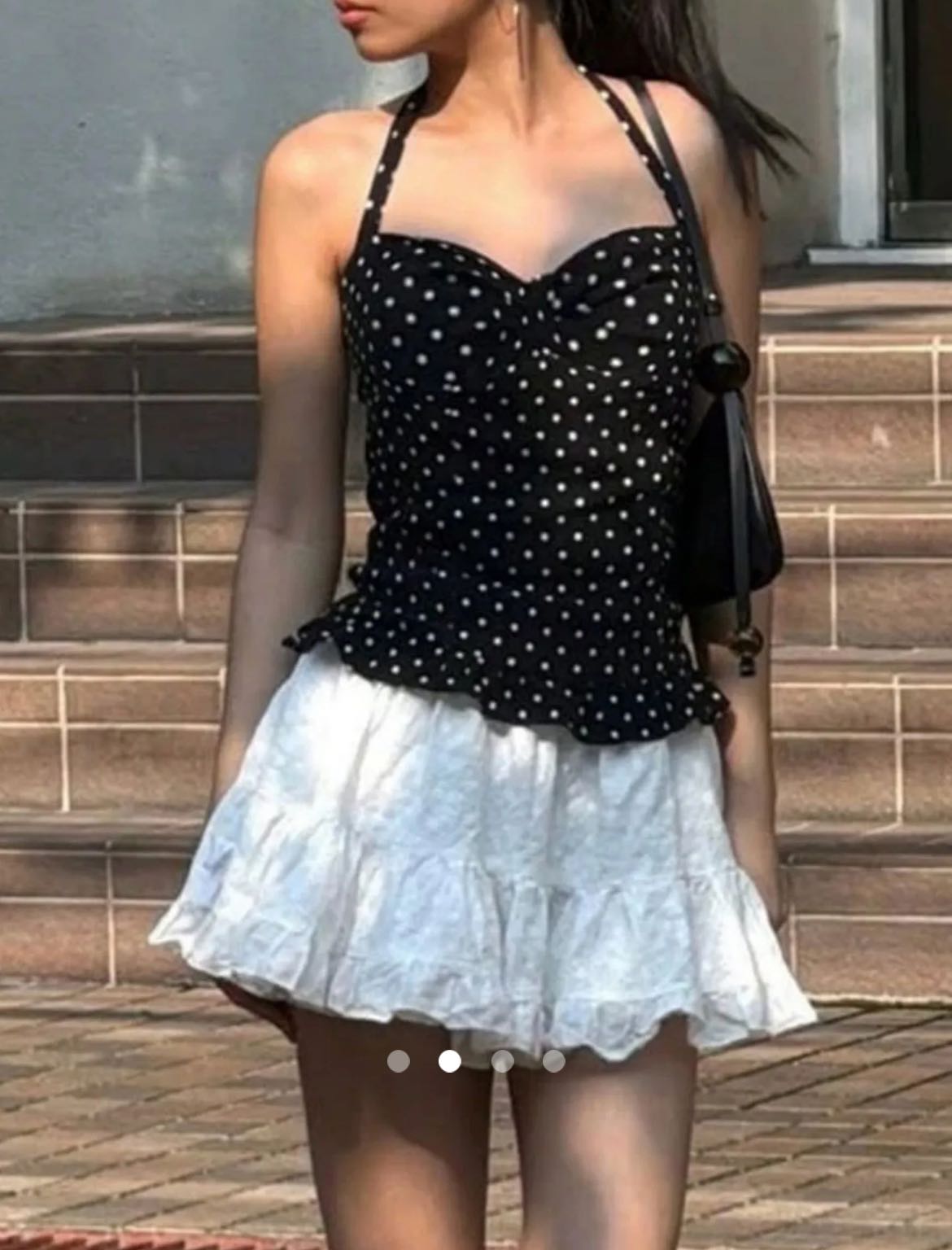 Polka Dot Halter Top // Black