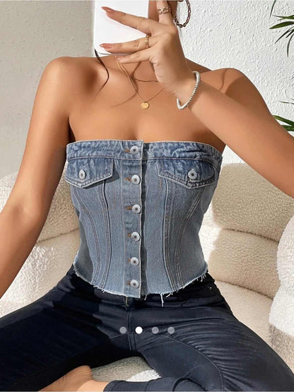 Denim Tube Top // Blue