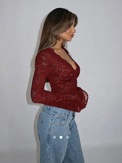 Sheer Lace Top 002 // Red
