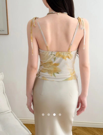 Floral Printed Cami Top // Yellow