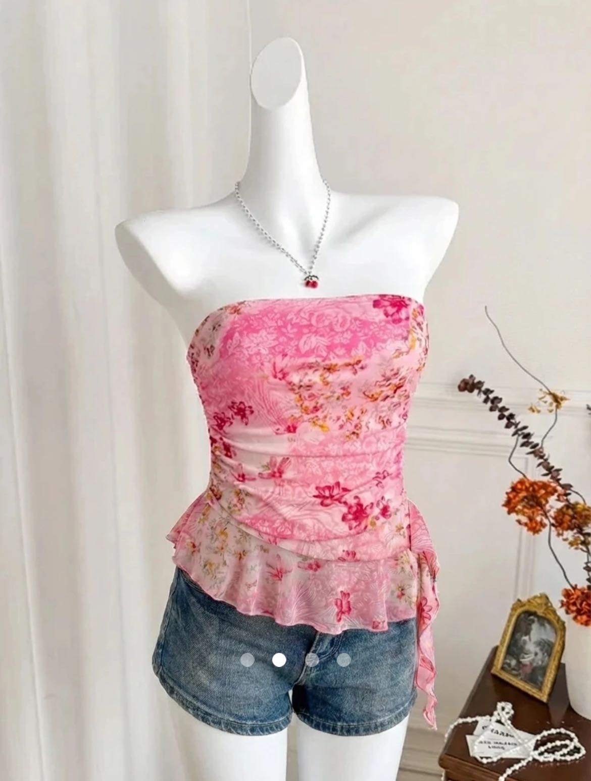Ruffle Tube Top // Pink