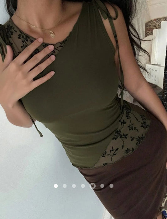 Drawstring Tank Top // Olive