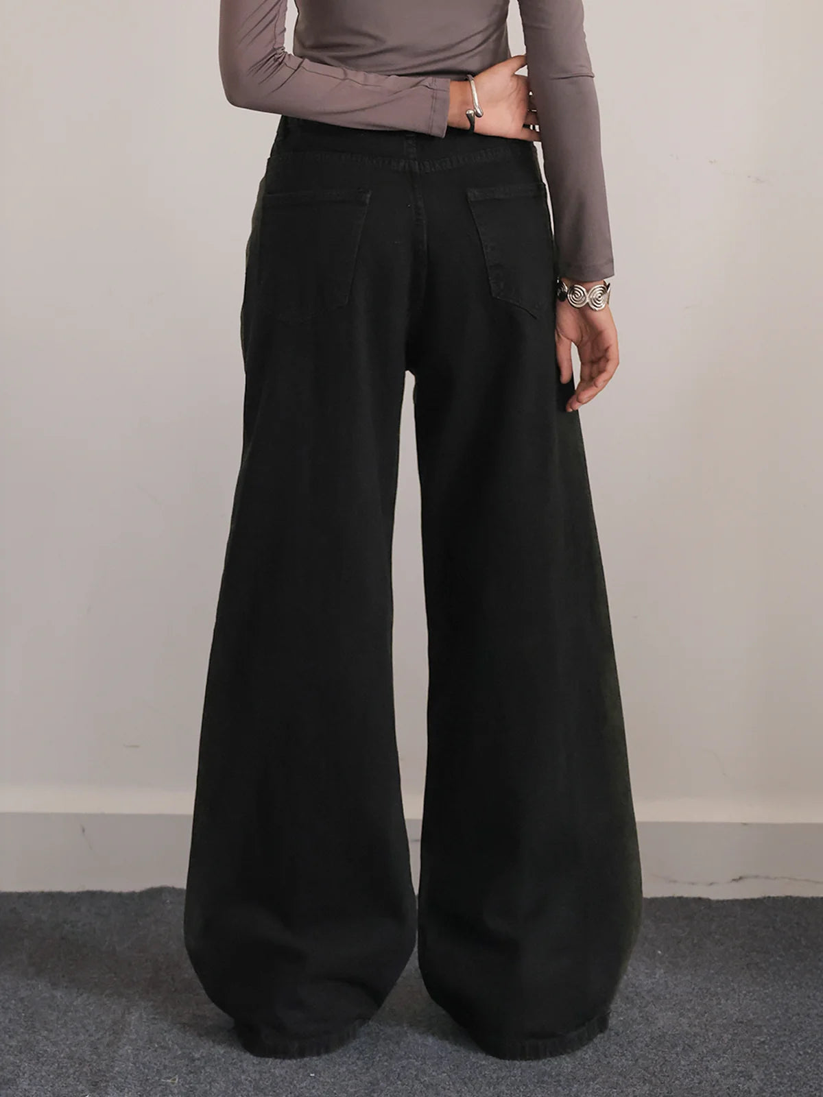 Rustic Black Ombre // Washed Wide Leg Jeans