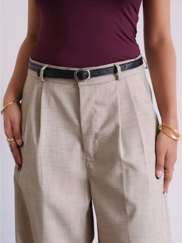 Belted Wide Leg Korean Pant // Walnut Brown
