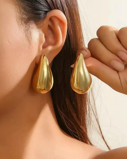 Chunky Teardrop Earings (Big) // Gold