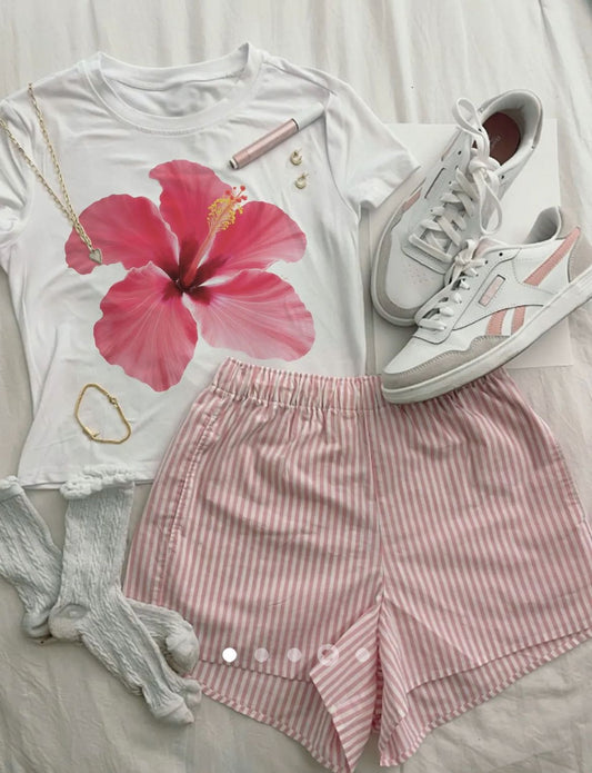 Flower Printed Tee // White
