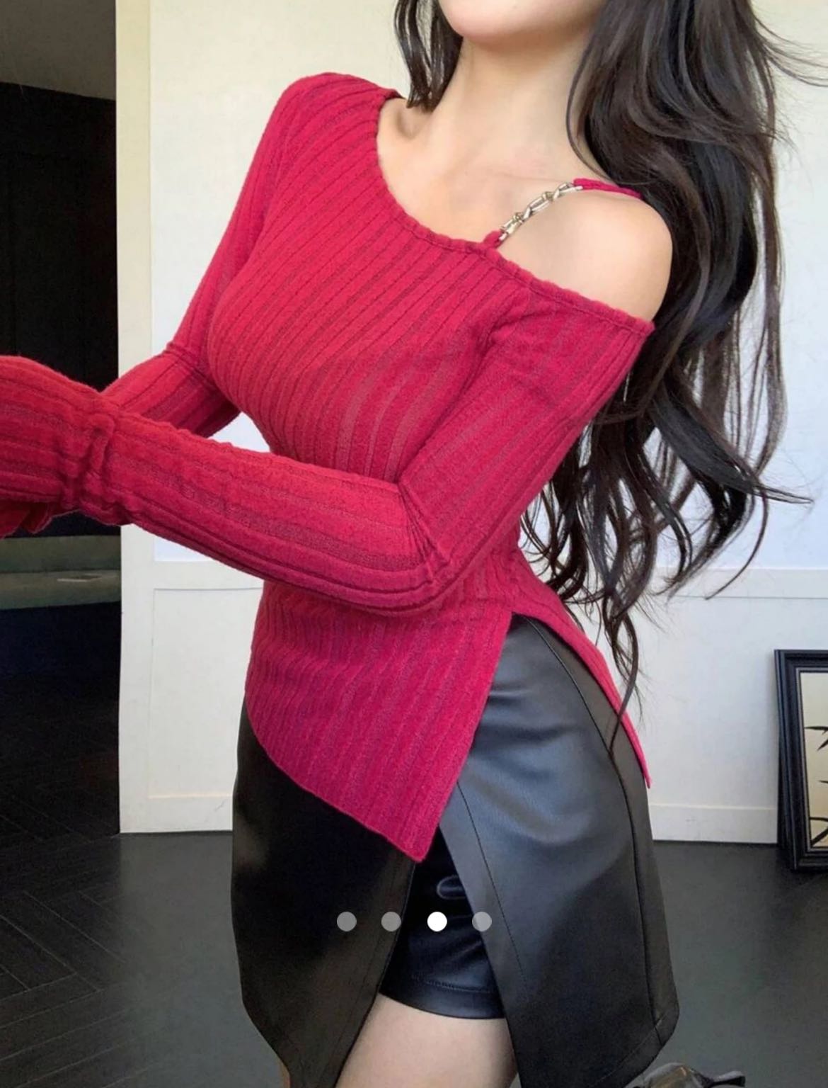 Slit One Shoulder Top // Fuschia