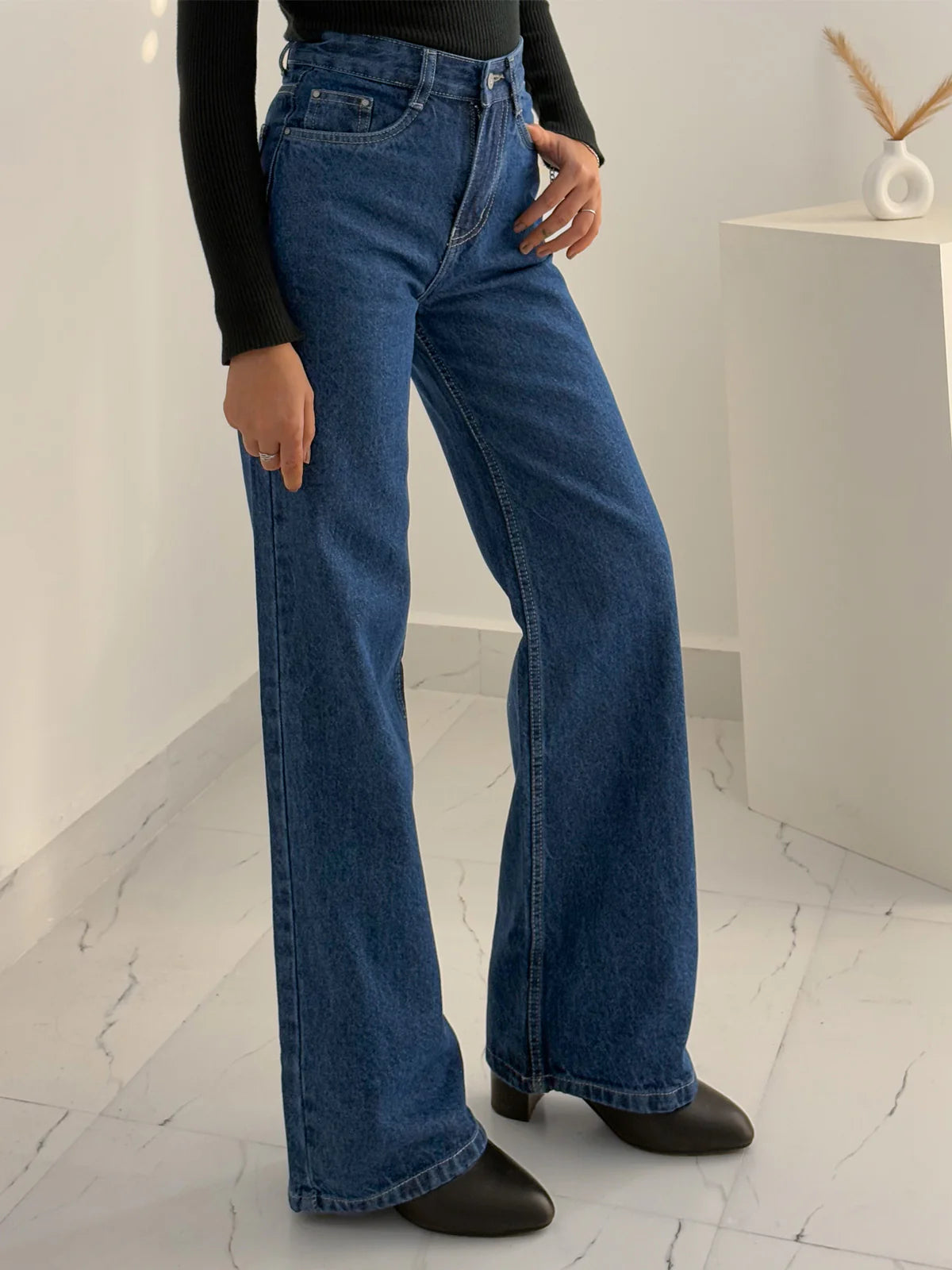 Wide Leg Jeans // Dark Blue