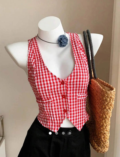Gingham Top // Red
