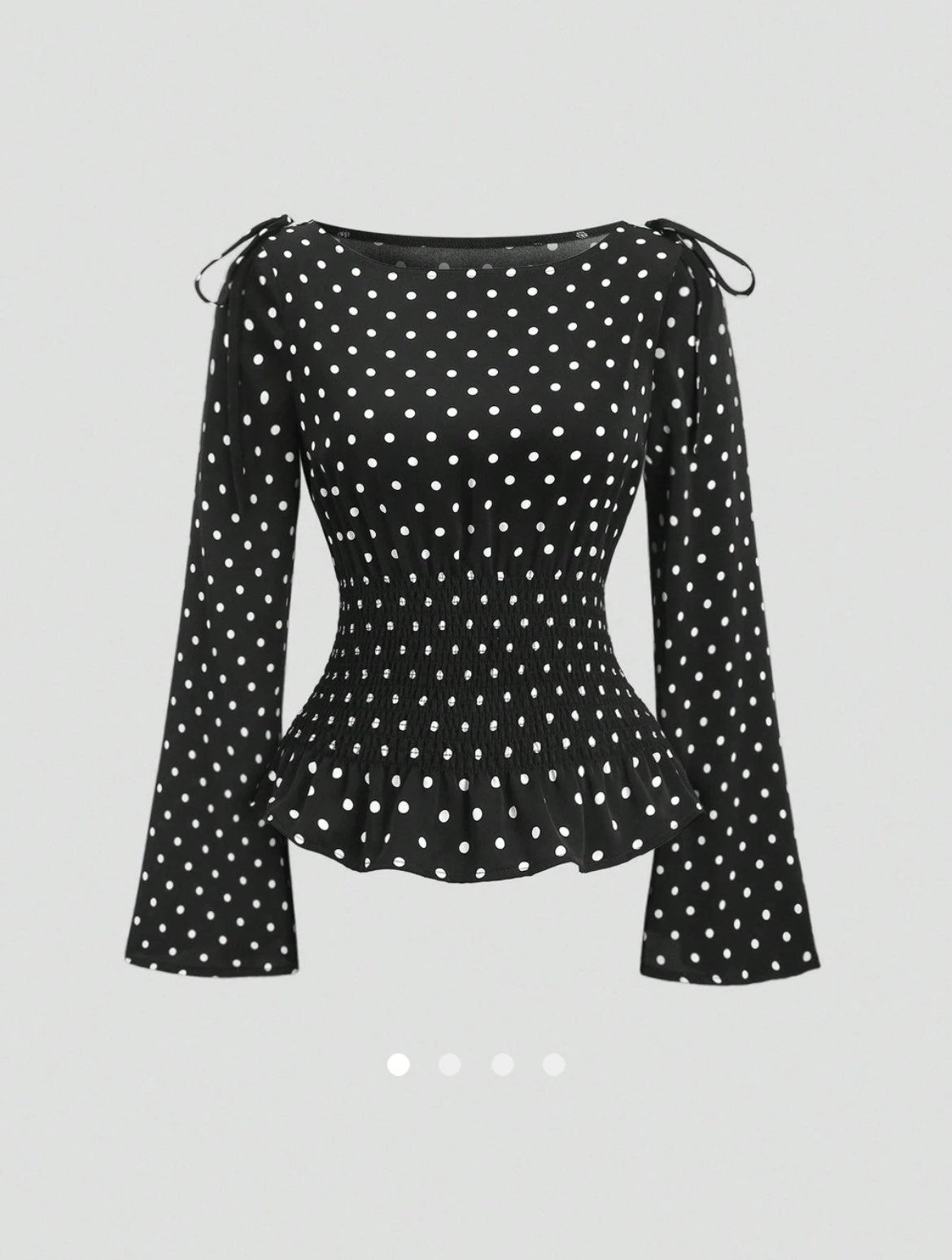 Polka Dot Peplum Top // Black