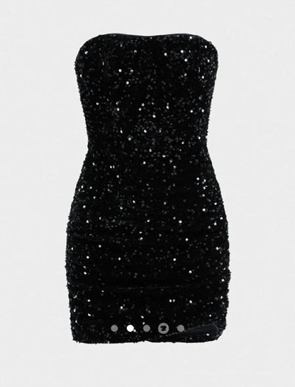 Sequinned Tube Dress // Black