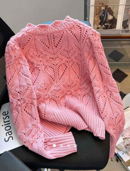 Cable Knit Pullover // Pink