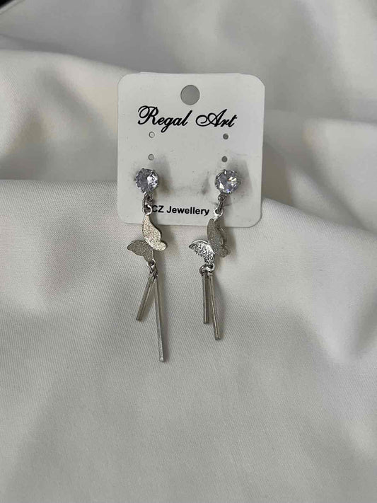 Butterfly Dangle Earrings // Silver