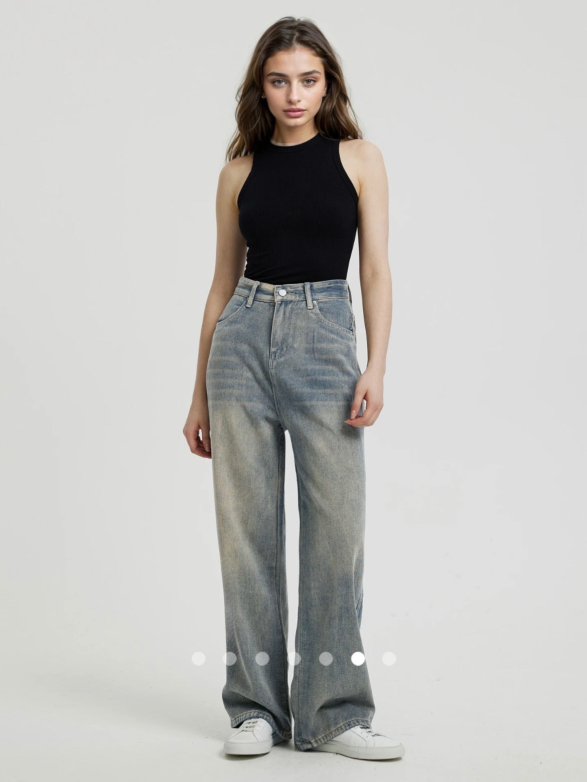 High Waist Straight Leg Jeans // Green