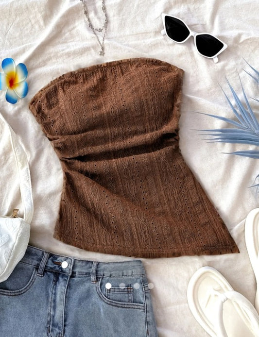 Asymmetric Tube Top // Brown