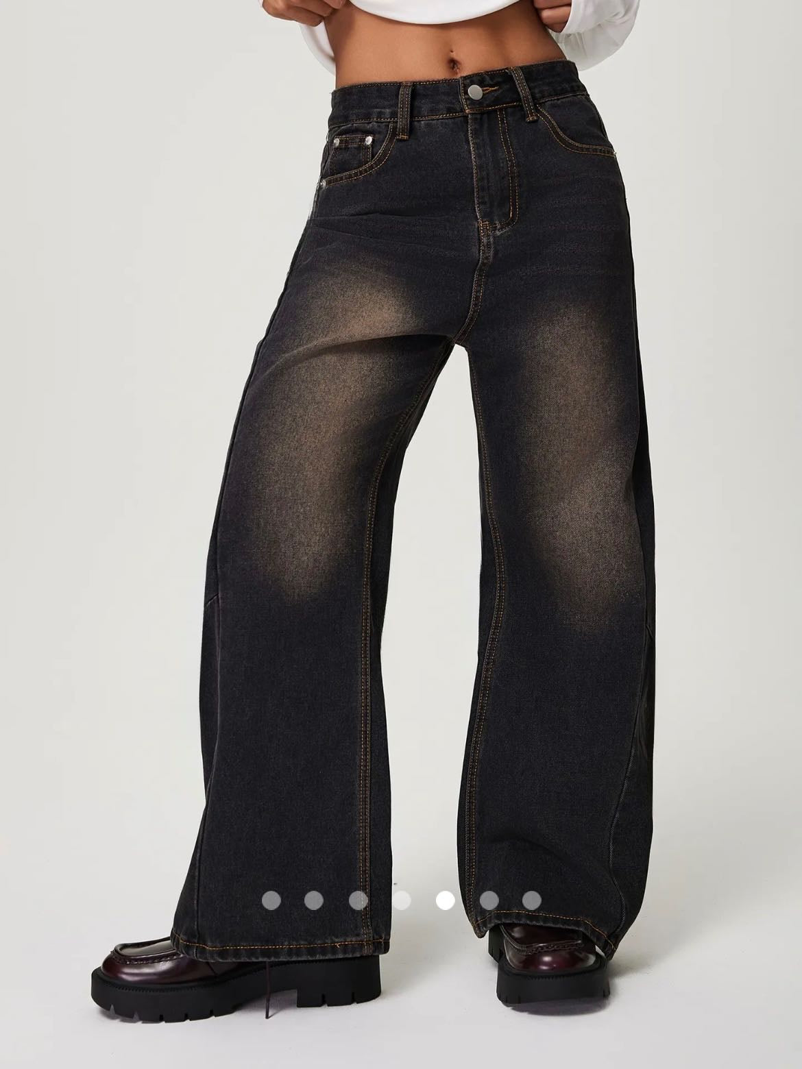 Vintage High Waist Wide Leg Jeans // Black