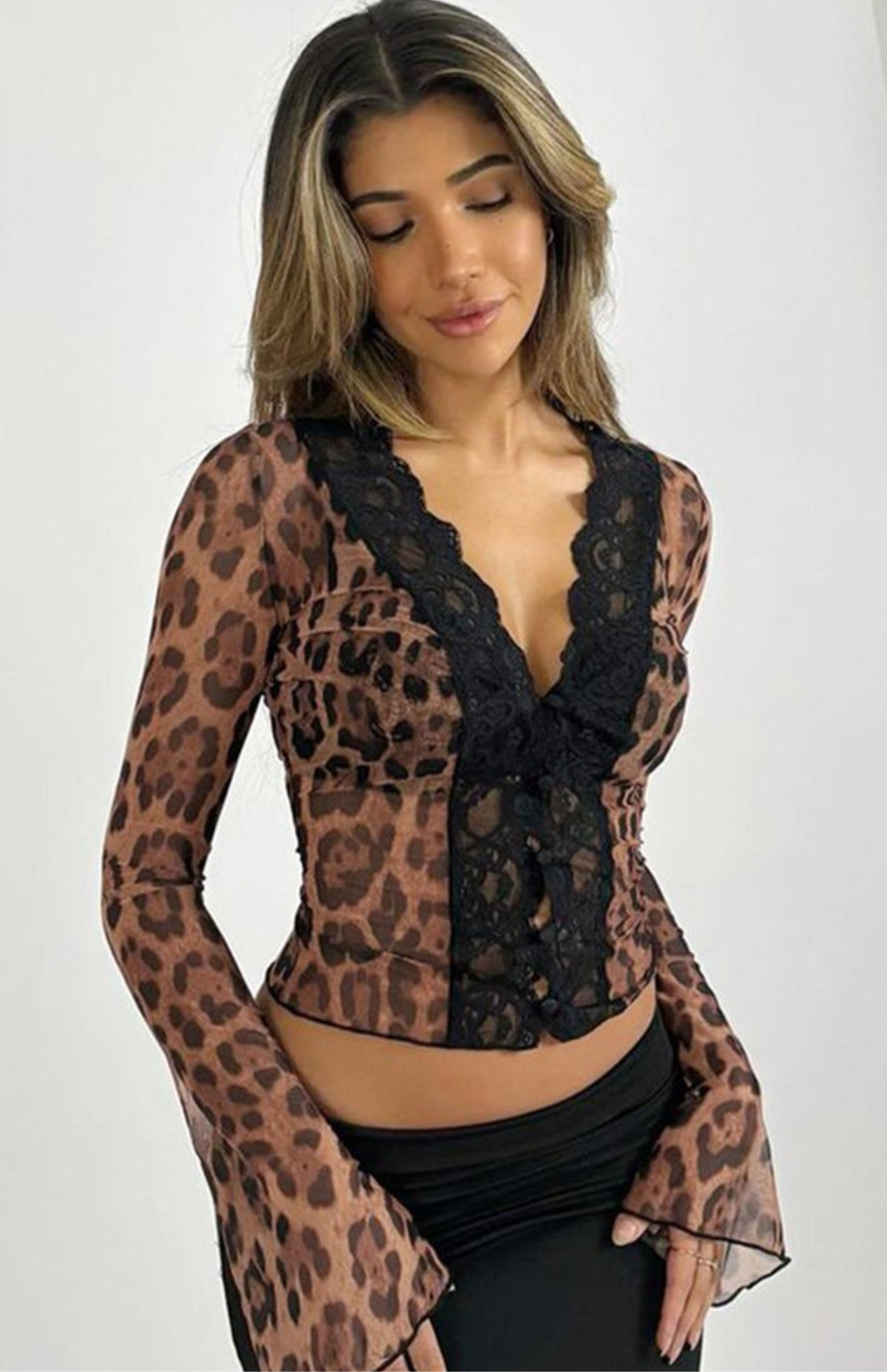 Deep Neck Top // Leopard Print