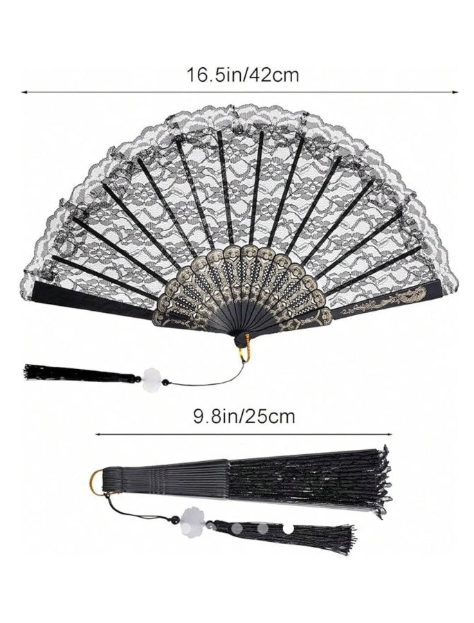 Fringe Hand Fan // Black