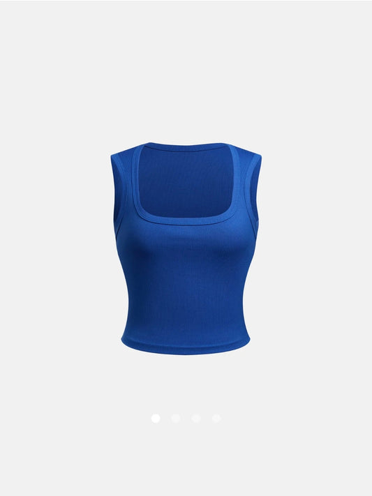 Square Neck Tank Top // Blue