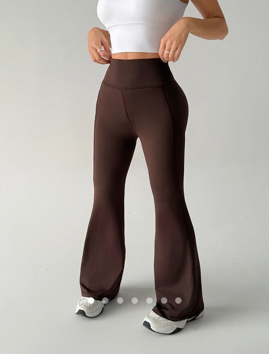 Flared Sport Leggings // Brown