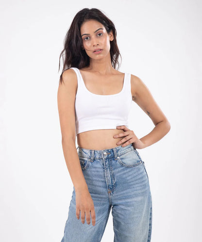 TheBTclub // Ribbed Crop Top - White