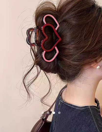 Heart Hair Clip // Red-Pink