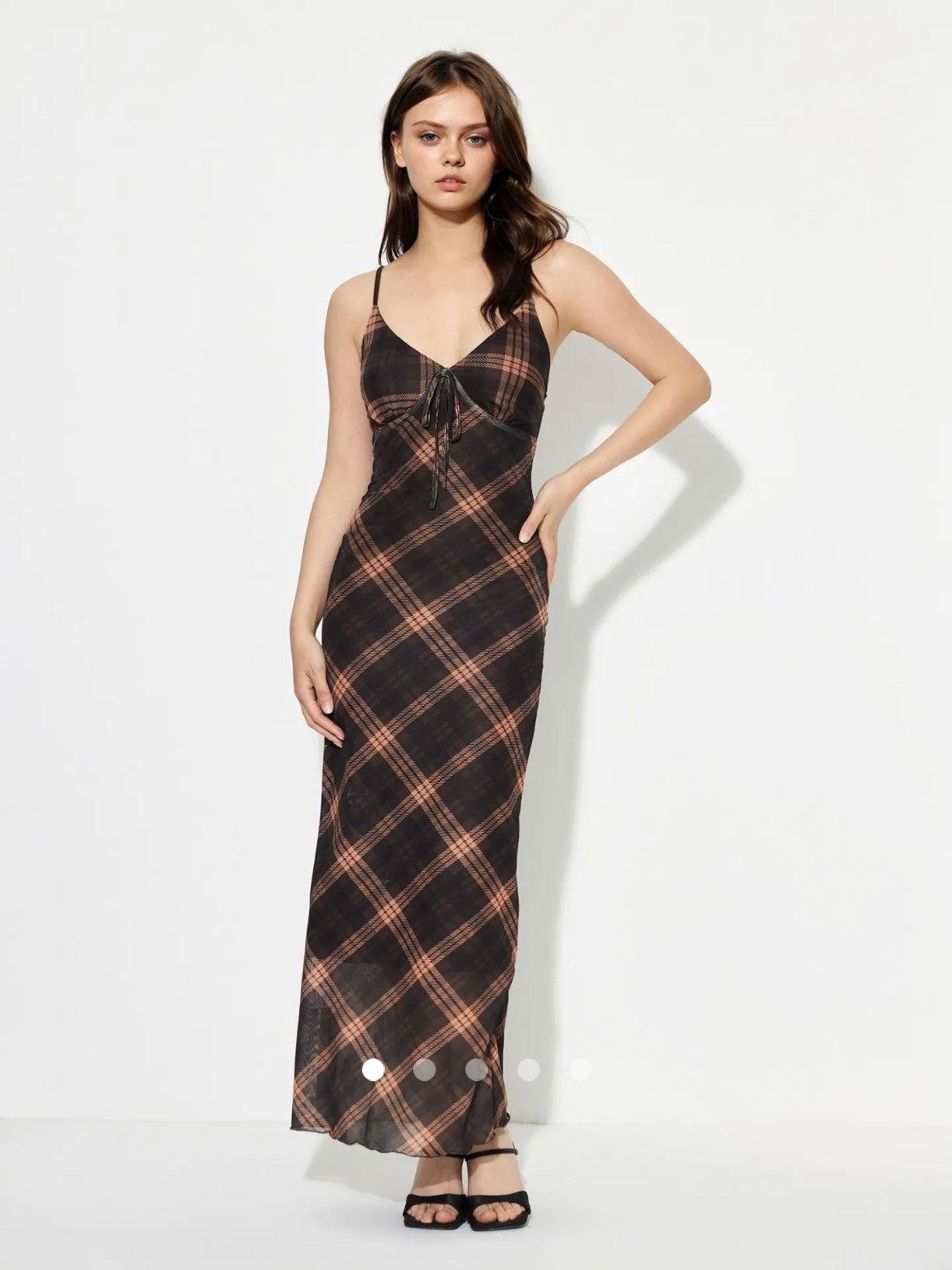 Checkered Maxi Dress // Brown