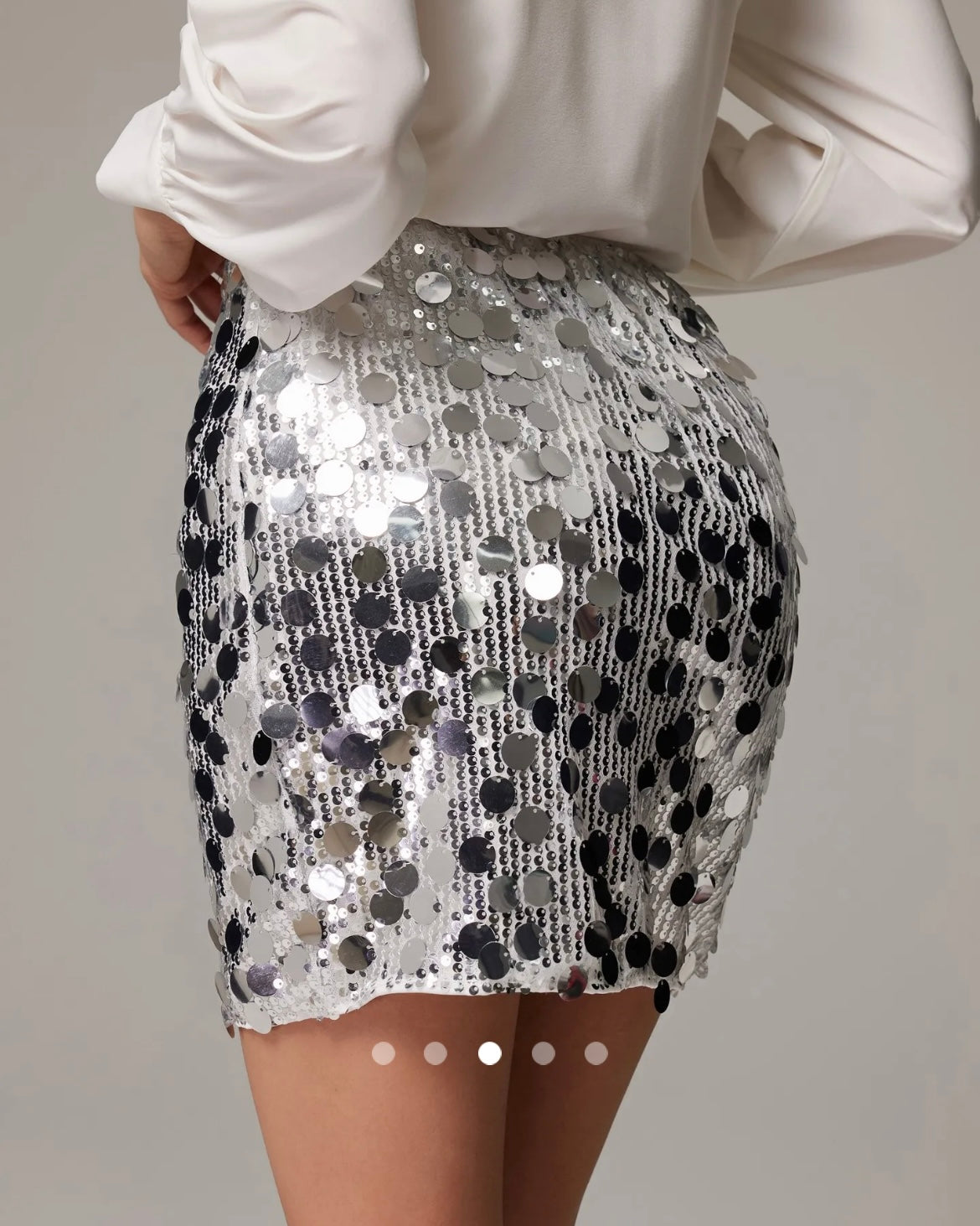 Sequinned Straight Skirt // Silver