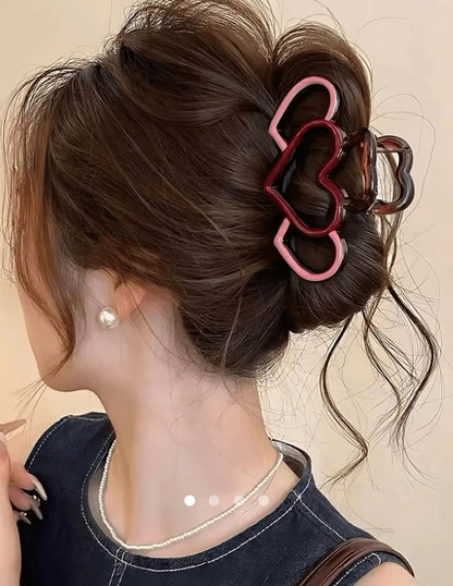 Heart Hair Clip // Red-Pink