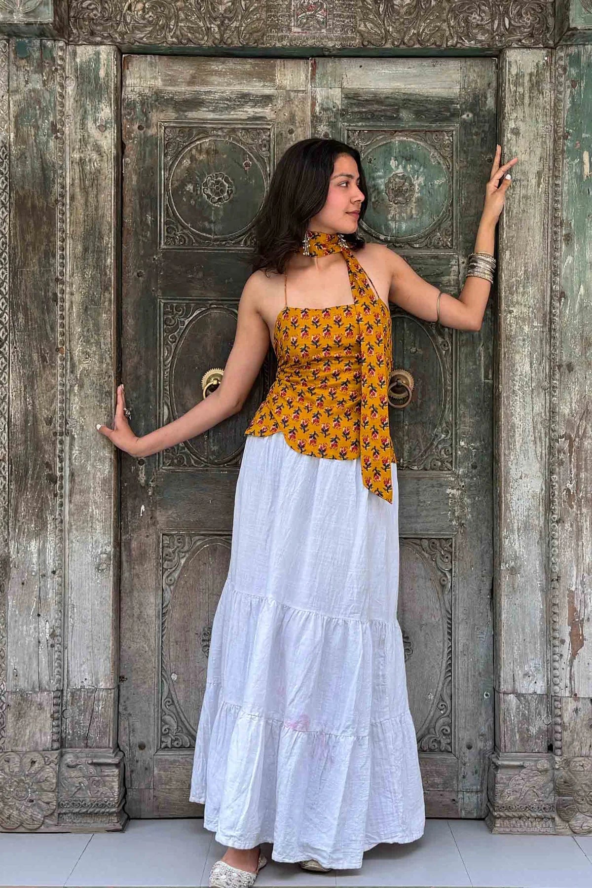 Munni Backless Cotton Top // Yellow