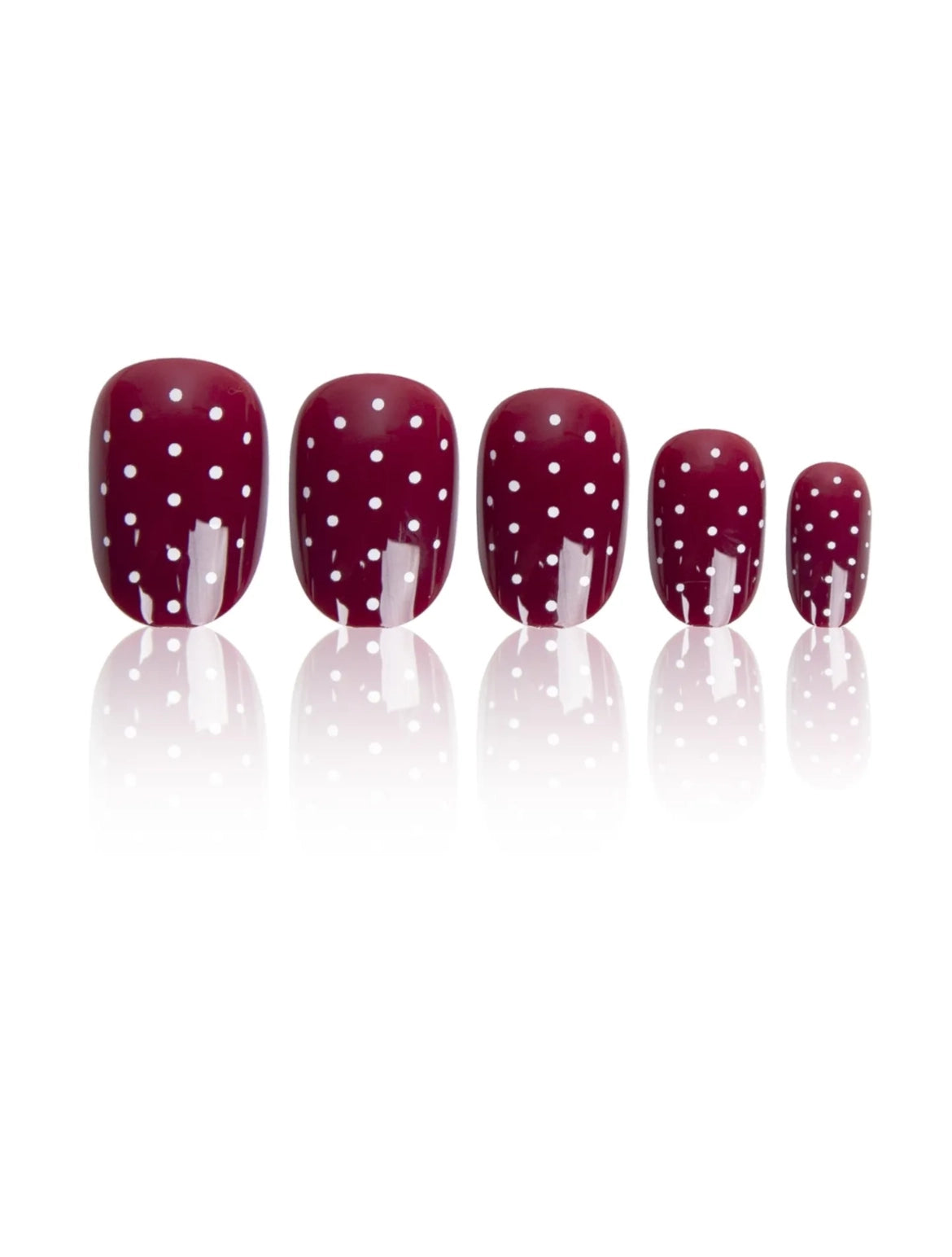 Polka Dot Artificial Nails // Burgundy
