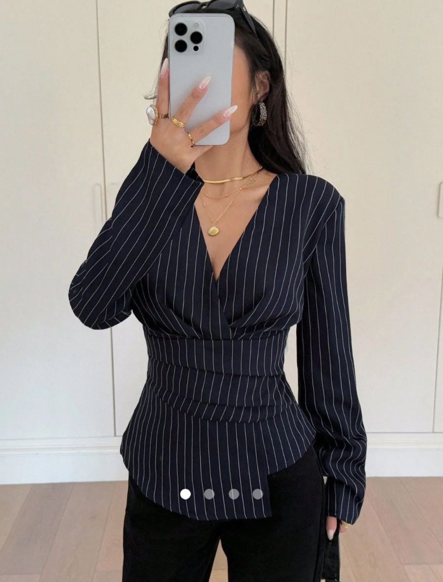 Pleated Top // Navy