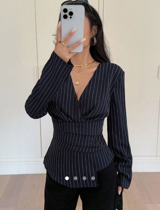 Pleated Top // Navy