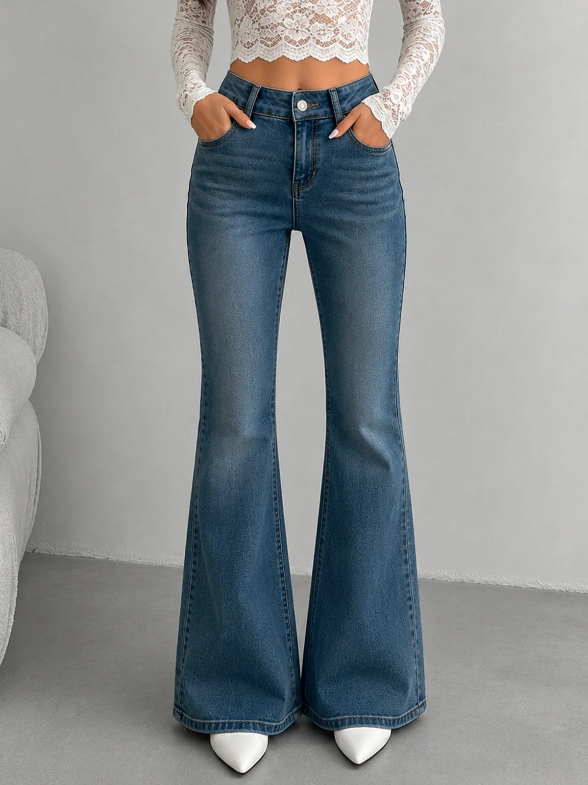 Premium Vintage Aqua Blue // Washed Bootcut Jeans