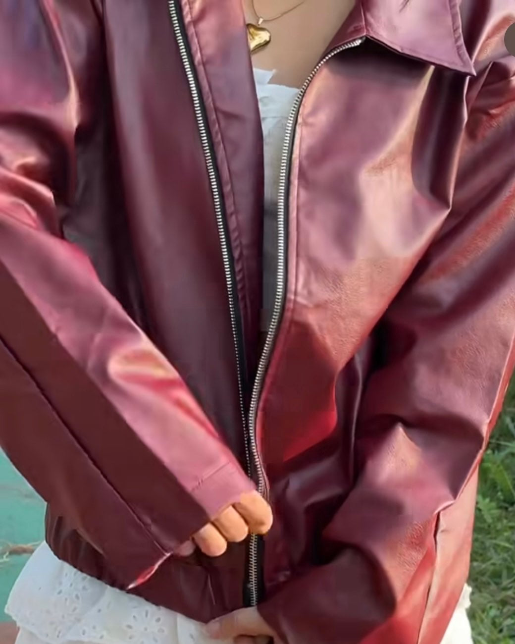 Faux Bomber Jacket // Burgundy