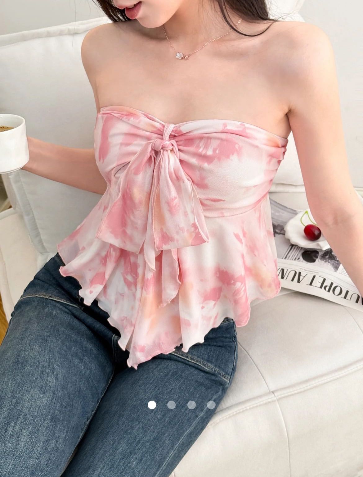 Tie Up Tube Top // Pink