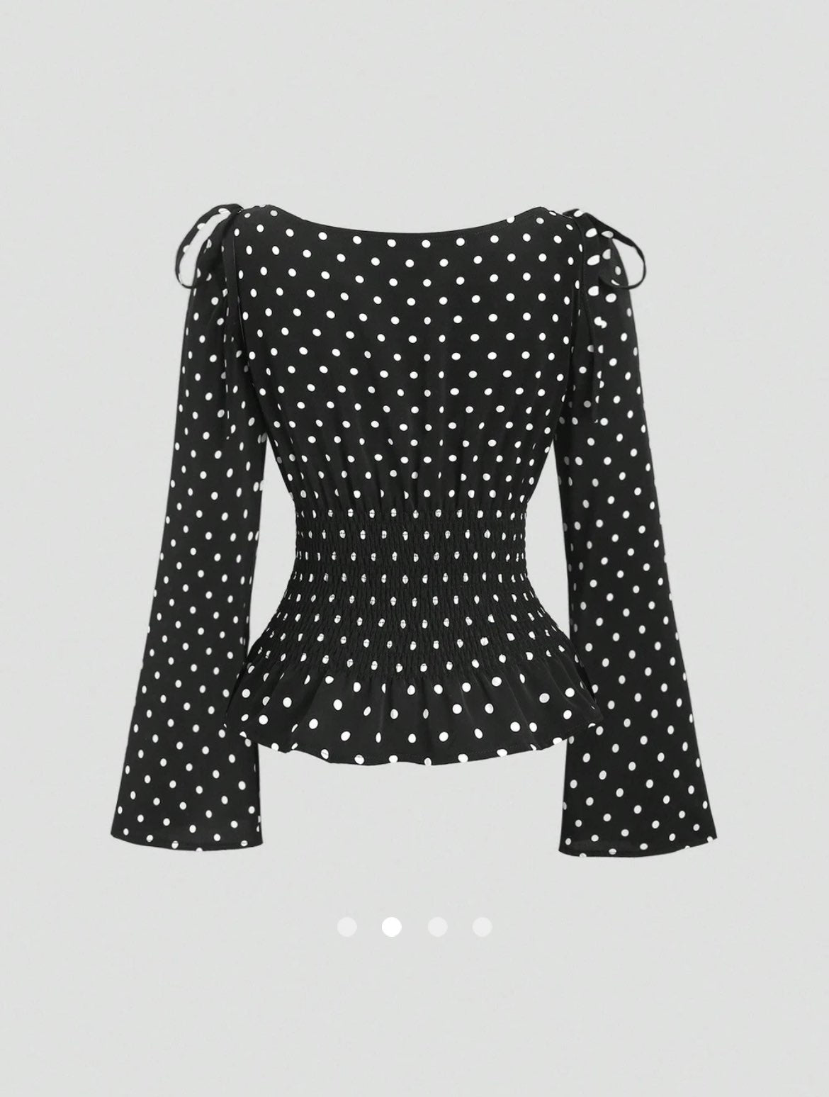 Polka Dot Peplum Top // Black