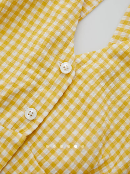 Gingham Halter Neck Top // Yellow