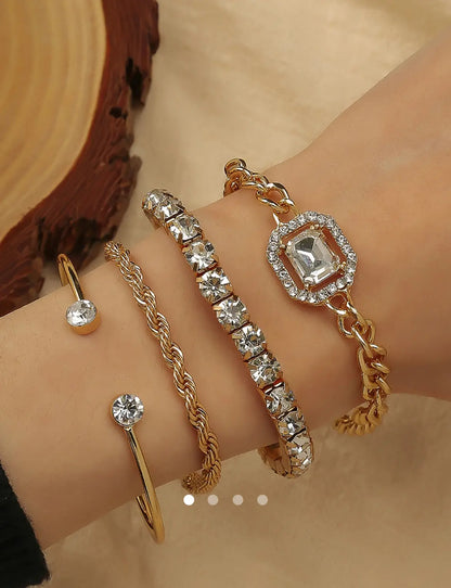 Rhinestone Bracelet Set 003 // Gold