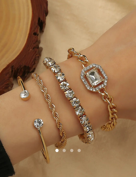 Rhinestone Bracelet Set 003 // Gold