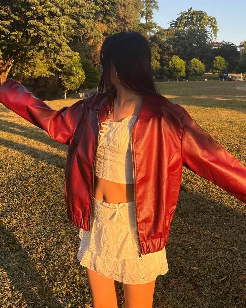 Faux Bomber Jacket // Burgundy