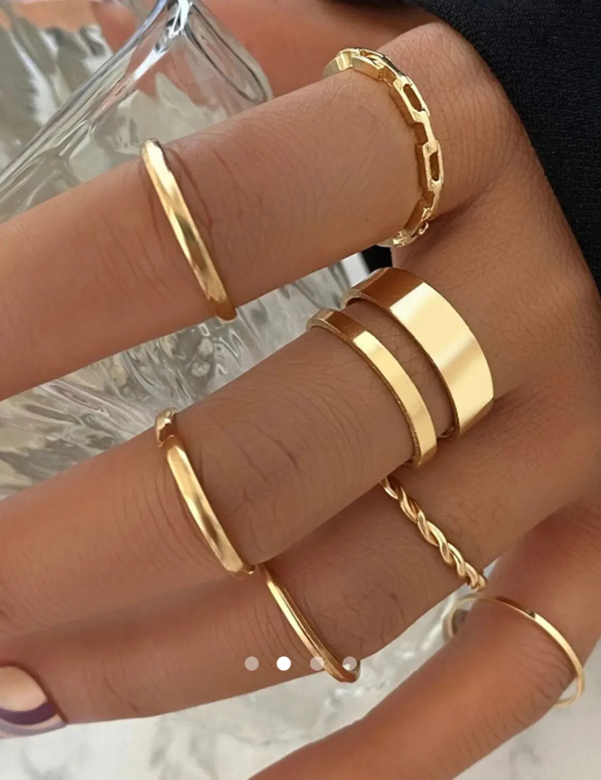 Geometric Ring Set 018 // Gold